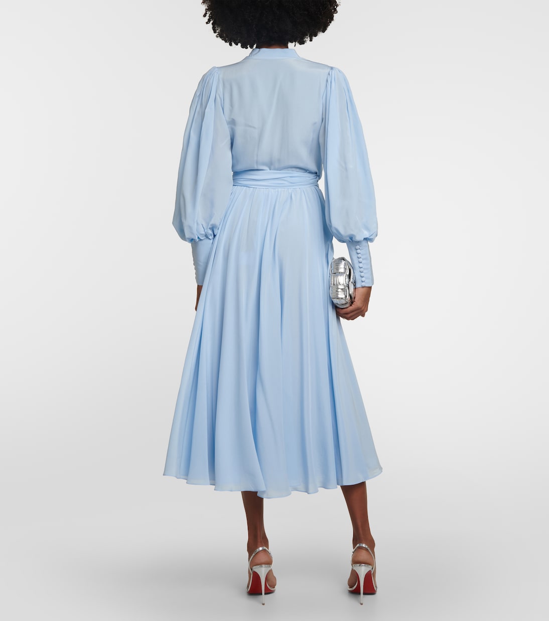 Draped Silk Midi Dress